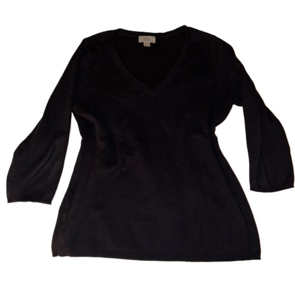 Sweaters - Ann Taylor Loft Black V Neck 34 Sleeve Pullover Sweater Size Large